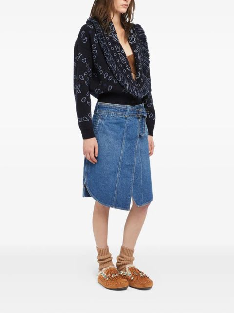 Alanui bandana-jacquard fringed cardigan - Blue
