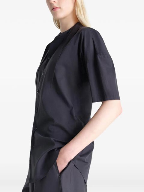 LEMAIRE scarf-detail short-sleeve shirt - Black