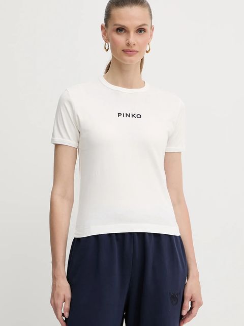 Pinko t-shirt bawełniany damski kolor biały 105728 A2US - zdjęcie produktu nr 1