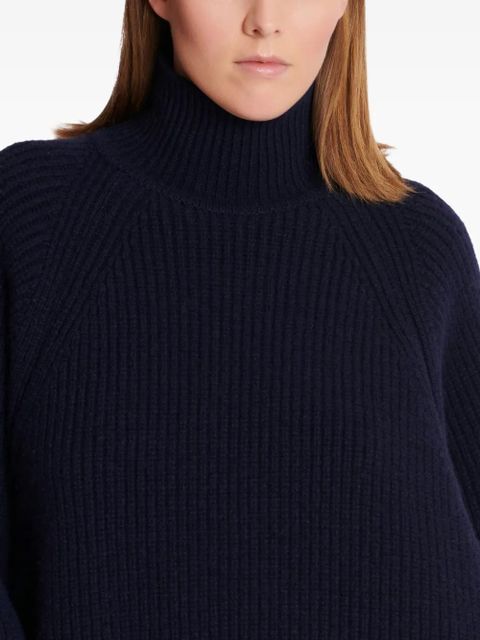 Balmain ribbed-knit logo-patch sweater - Blue