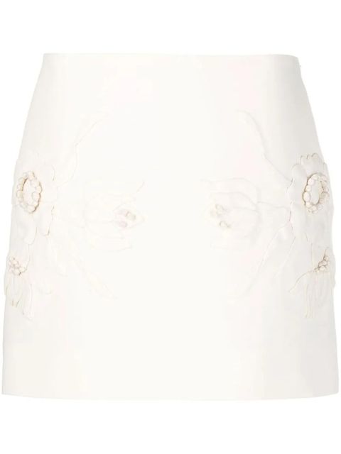 Valentino Garavani floral-embroidered mini skirt - Neutrals - zdjęcie produktu nr 1
