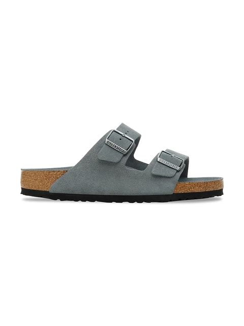 Birkenstock klapki zamszowe Arizona damskie kolor szary 1030912