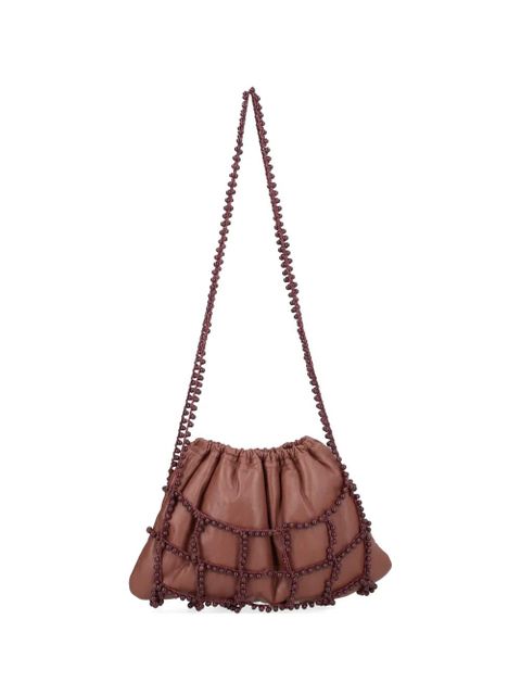 Alysi beaded leather shoulder bag - Brown - zdjęcie produktu nr 1