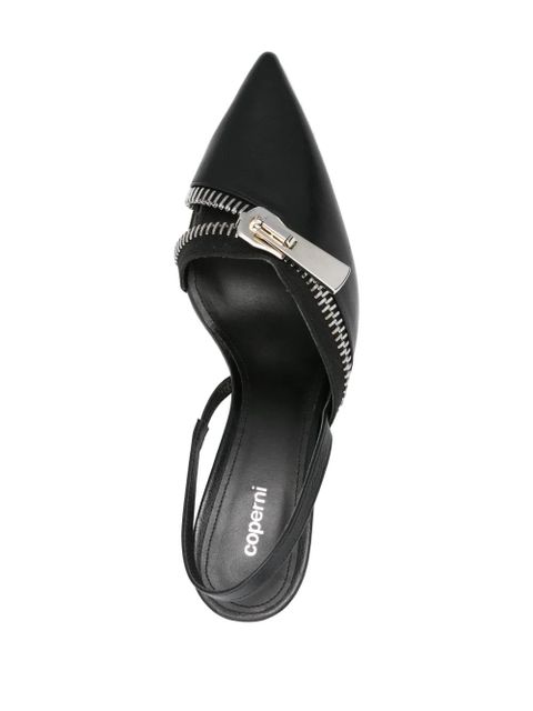 Coperni 60mm Zip leather slingback pumps - Black