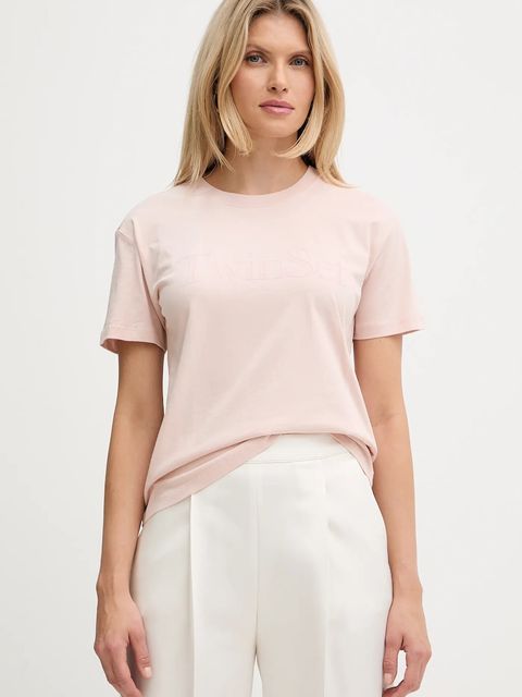 Twinset t-shirt bawełniany damski kolor beżowy 252TT2320