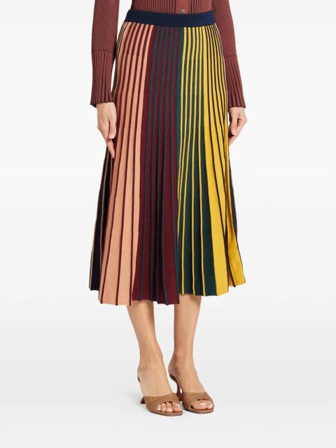 Simon Miller Celia striped pleated midi skirt - Brown