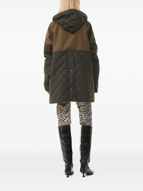 GANNI x Barbour hooded quilted coat - Green