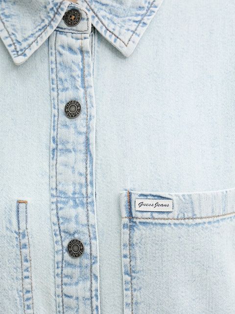 Guess Jeans koszula jeansowa damska kolor niebieski relaxed z kołnierzykiem klasycznym W5GH0H D5M83