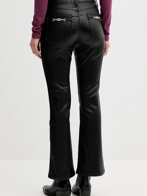 Gaudi spodnie damskie kolor czarny dzwony high waist 521BD25016