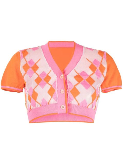 Jacquemus argyle-check-pattern cropped top - Orange - zdjęcie produktu nr 1