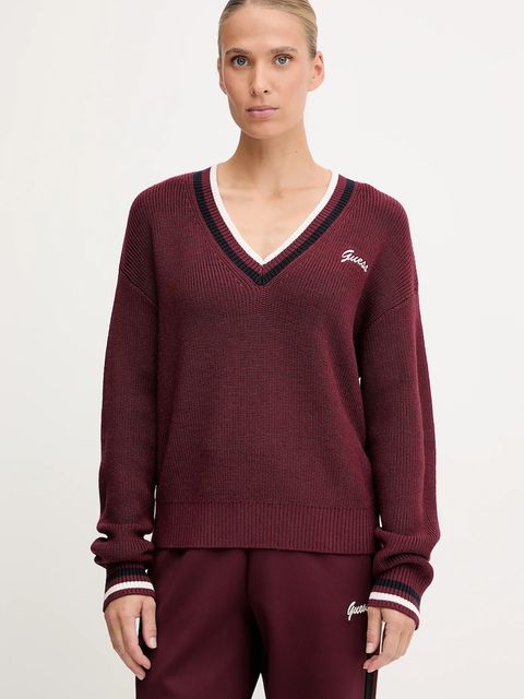 Guess sweter z dodatkiem wełny SABINA damski kolor bordowy lekki V5BR01 Z1152 - zdjęcie produktu nr 1