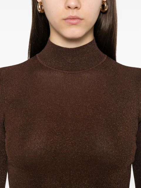 Self-Portrait high-neck top - Brown