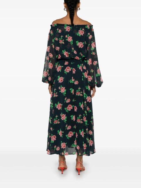 ROTATE BIRGER CHRISTENSEN floral-print chiffon maxi dress - Blue