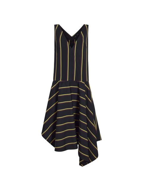 Proenza Schouler Beatriz V-neck striped midi dress - Black - zdjęcie produktu nr 1