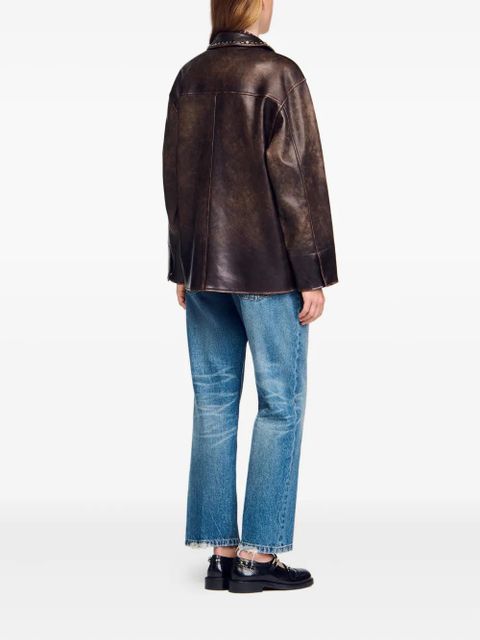 SANDRO leather jacket - Brown