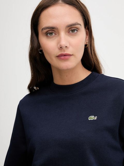 Lacoste bluza bawełniana damska kolor granatowy gładka SF5270