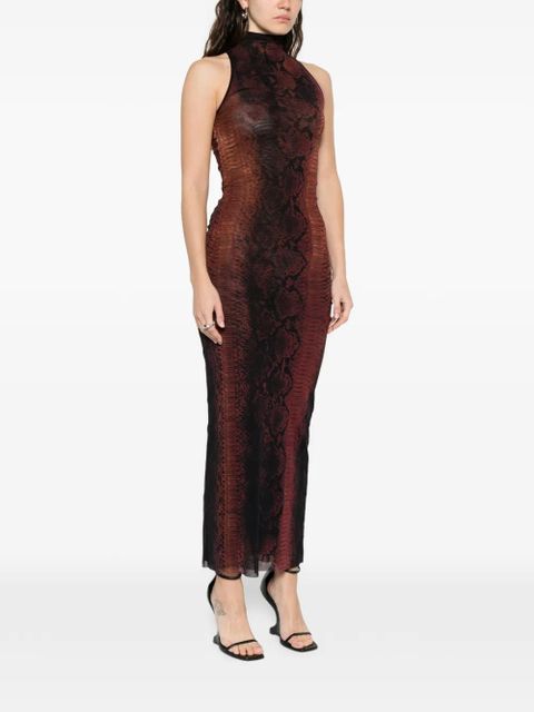 Jean Paul Gaultier python-print maxi dress - Brown