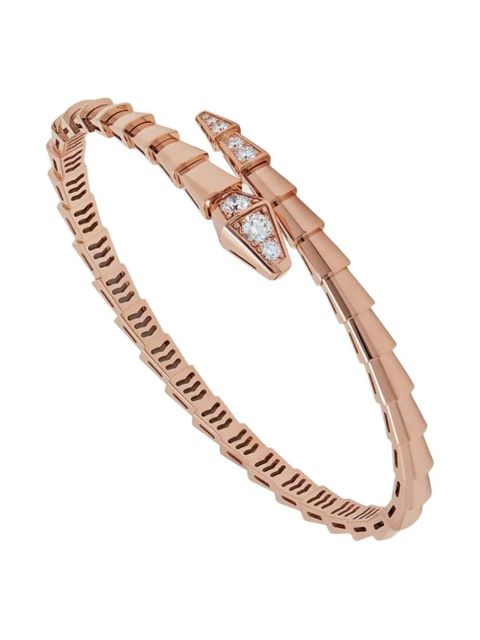 Bvlgari 18K rose gold Serpenti Viper diamond bracelet - Pink