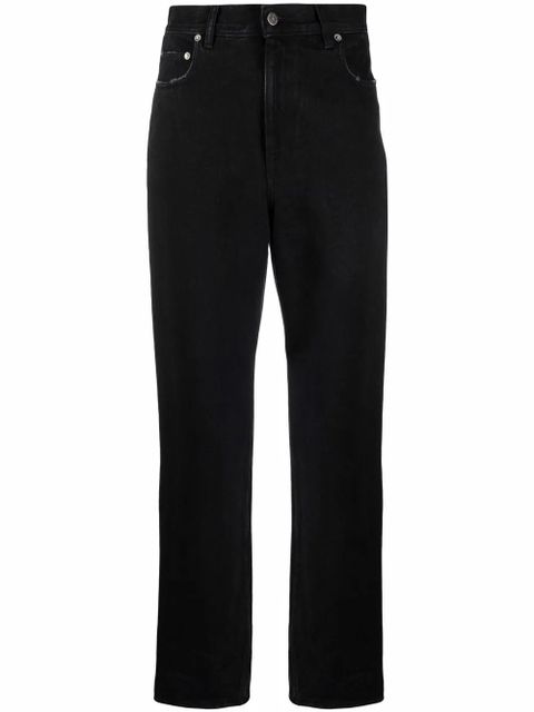 Golden Goose logo-patch straight-leg trousers - Black - zdjęcie produktu nr 1