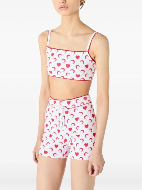 Marine Serre moon heart mini shorts - White