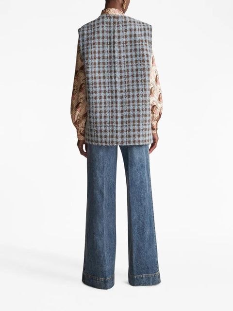 ETRO houndstooth embroidered gilet - Blue