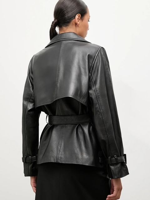 Answear.LAB kurtka skórzana kolor czarny przejściowa