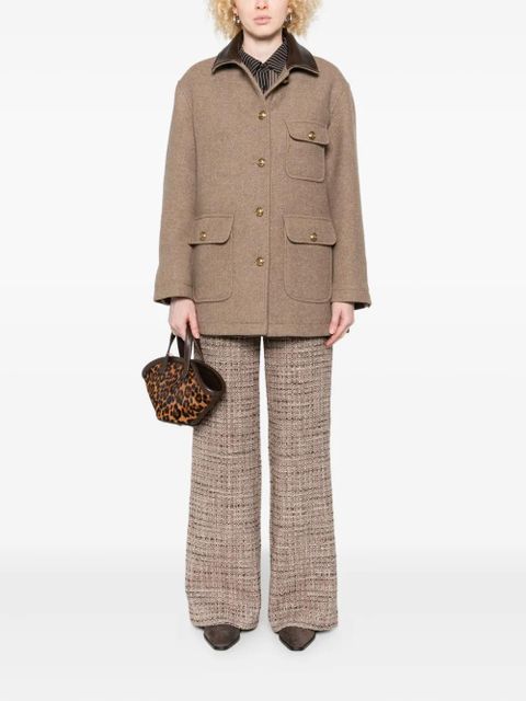 SANDRO tweed wide-leg trousers - Brown