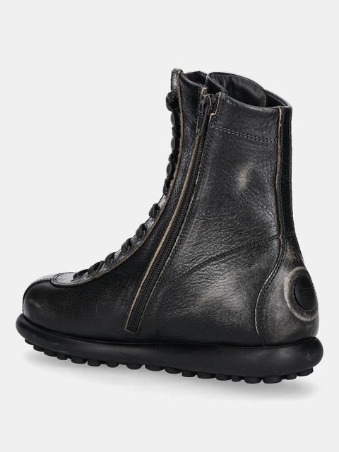 Camper botki skórzane Pelotas Ariel damskie kolor czarny na płaskim obcasie 44695-088