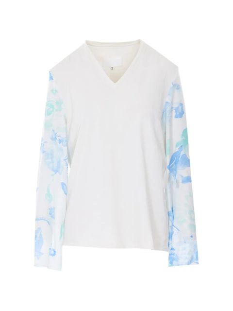 Maison Margiela floral-print V-neck T-shirt - White - zdjęcie produktu nr 1