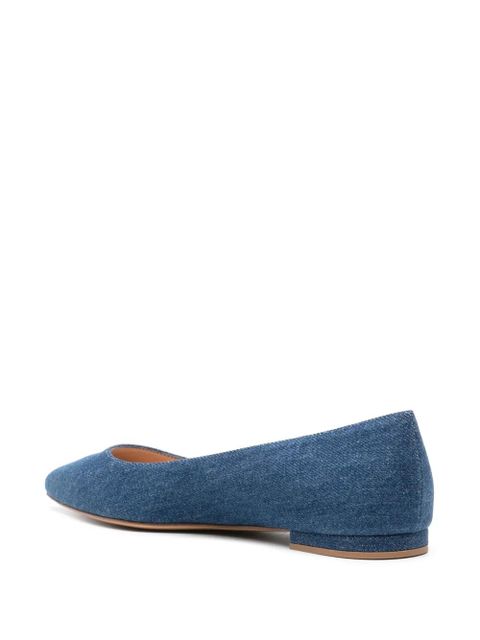 Gianvito Rossi pointed-toe denim ballerina shoes - Blue