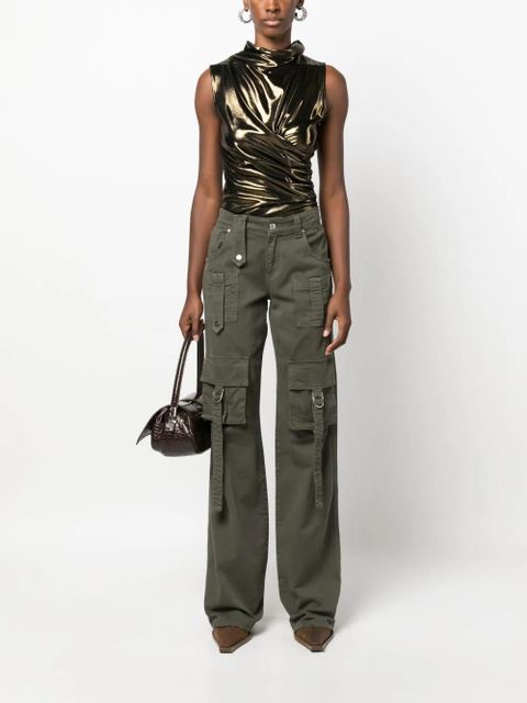Blumarine metallic-finish gathering-detail blouse - Gold