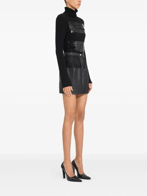 MM6 Maison Margiela leather panelled mini straight skirt - Black - zdjęcie produktu nr 2