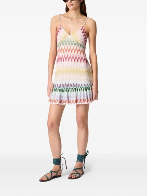 Missoni V-neck chevron-pattern mini dress - Neutrals - zdjęcie produktu nr 2