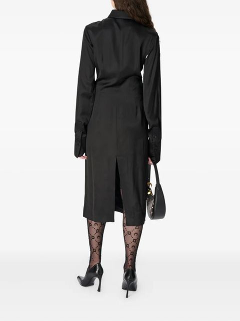 Marine Serre satin wrapped shirt midi dress - Black