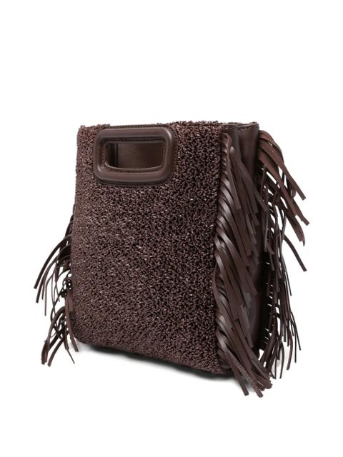 Maje fringe top-handle tote bag - Brown