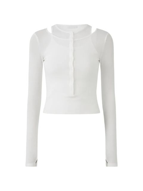 Eleh button ribbed top - White - zdjęcie produktu nr 1