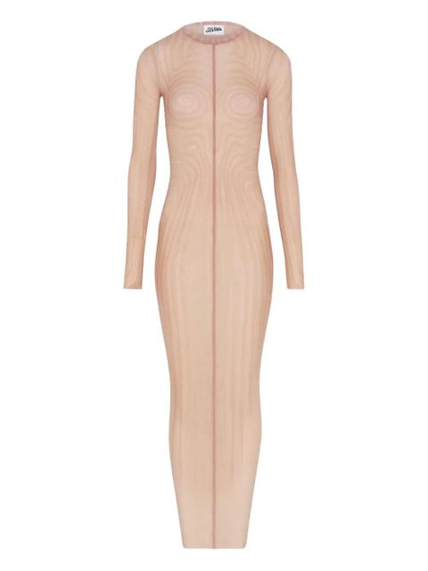 Jean Paul Gaultier spiral-print mesh maxi dress - Neutrals - zdjęcie produktu nr 1