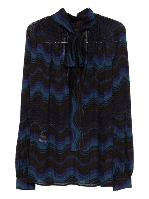 Missoni tie-neck patterned blouse - Blue