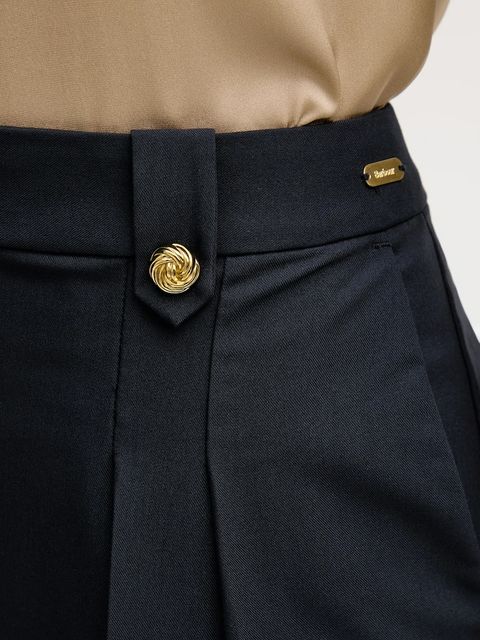 Barbour spodnie Avery damskie kolor granatowy szerokie high waist LTR0412