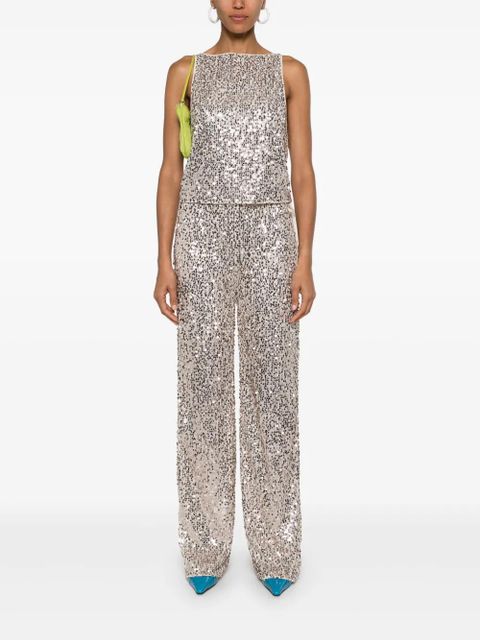 ROTATE BIRGER CHRISTENSEN Net sequin straight-leg trousers - Neutrals - zdjęcie produktu nr 2