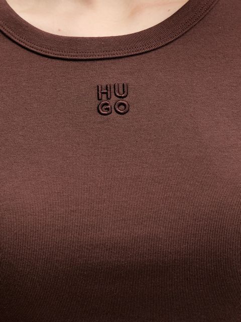 HUGO t-shirt damski kolor brązowy 50512000