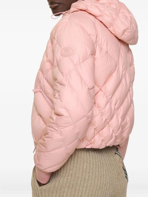 Burberry check-stitch hooded puffer jacket - Pink