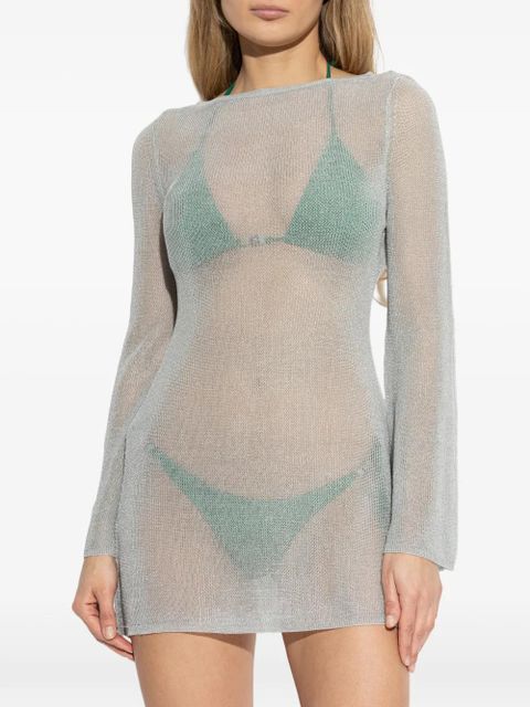 Bond-eye long sleeve beach dress - White