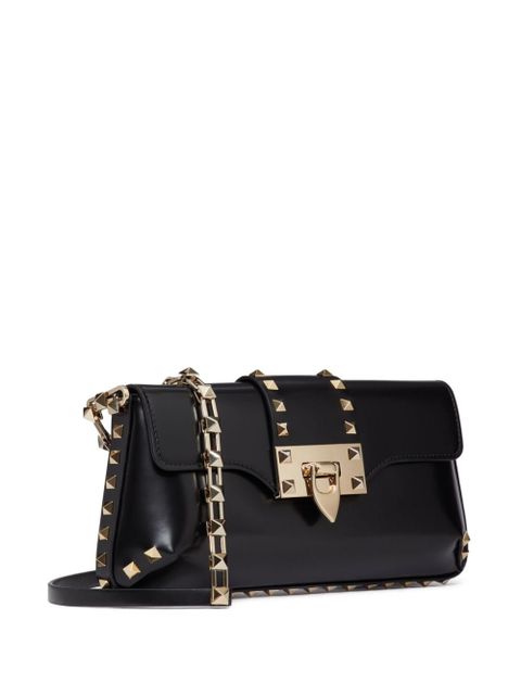 Valentino Garavani Rockstud brushed-leather shoulder bag - Black