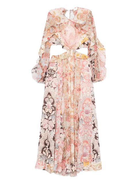 ZIMMERMANN Daylight Billow ruffled cutout-detail floral-print maxi dress - Pink