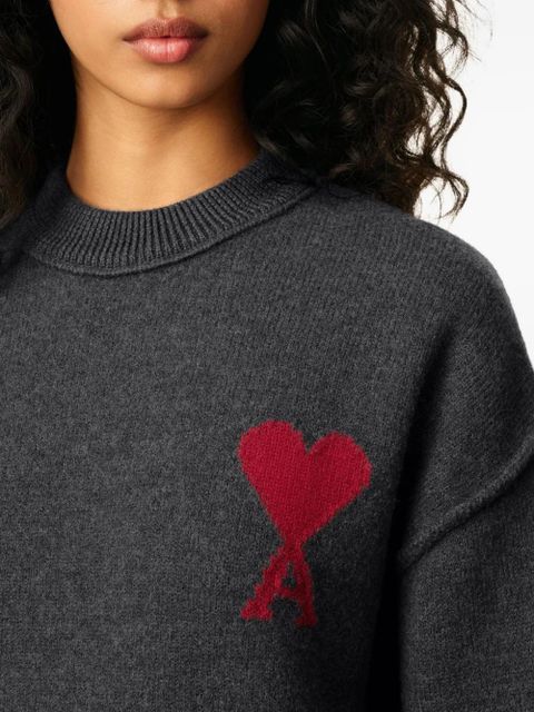 AMI Paris Ami de Coeur heart motif sweater - Grey