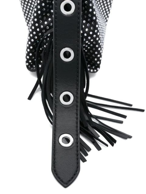 Maje studded fringed shoulder bag - Black