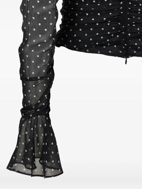 ROTATE BIRGER CHRISTENSEN ruched floral blouse - Black - zdjęcie produktu nr 2