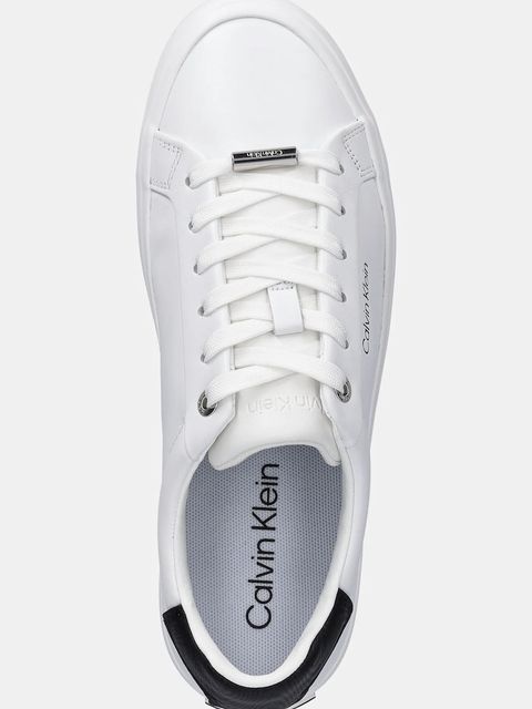 Calvin Klein sneakersy skórzane VULC LACE UP LTH/MOIRE BT damskie kolor biały HW0HW02747 - zdjęcie produktu nr 2