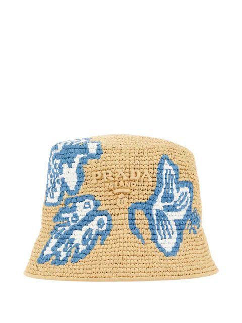 Prada raffia bucket hat - Neutrals - zdjęcie produktu nr 1